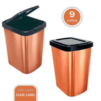 Imagem de Lixeira Cesto 9 Litros com Tampa Click Label - CORES