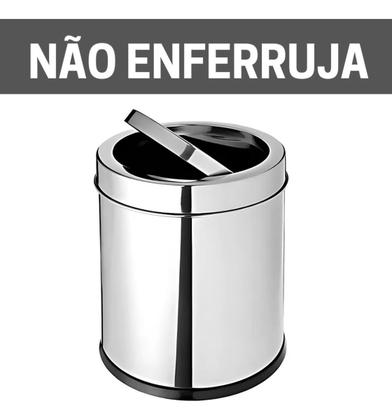 Imagem de Lixeira Cesto de Lixo 3 Litros Com Tampa Basculante Vai e Vem Flip Top Banheiro Cozinha Aço Inox