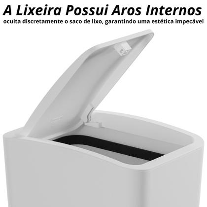 Imagem de Lixeira Cesto de Lixo 8L Com Tampa Click Retangular Banheiro Cozinha  Astra