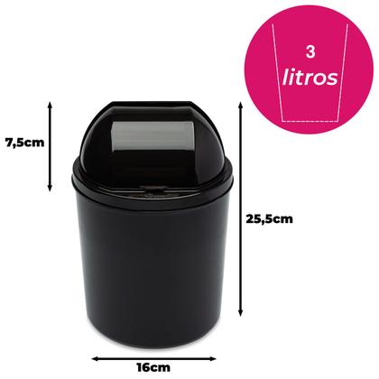 Imagem de Lixeira Cesto De Lixo Banheiro Cozinha Pia Retratil 3 Litros