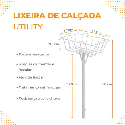 Imagem de Lixeira Cesto de Lixo Calçada Grande Coletor Aço Rua Externa
