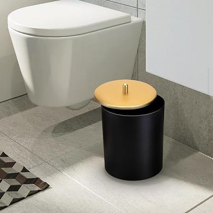 Imagem de Lixeira Cesto de Lixo Cozinha Pia 5L Banheiro Com tampa Preto Arthi