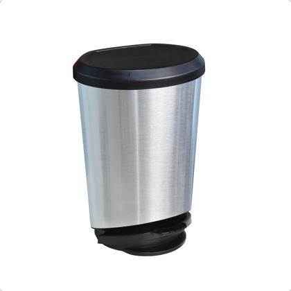 Imagem de Lixeira Cesto De Lixo Lata Com Pedal Preta Multiuso 10 Litros Cinza e Preta