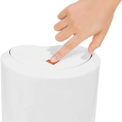 Imagem de Lixeira Cesto de Lixo Plastico 5L Banheiro Cozinha Abertura Com Click Branca Pratik