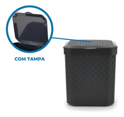 Imagem de Lixeira Cesto De Pia Com Tampa 5l Rattan P/ Banheiro Cozinha