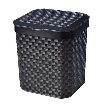 Imagem de Lixeira Cesto Rattan De 5 Litros Preto Com Tampa Lixo de Pia Rattan Preta Plastico 5lts Escritorio Quarto Banheiro Cozin