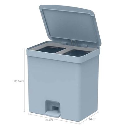 Imagem de Lixeira Coleta Seletiva com Pedal para Cozinha 20L Trium Duplo Compartimento OU Azul Glacial