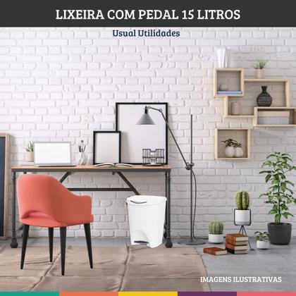 Imagem de Lixeira com pedal de cozinha e banheiro 15 litros de plástico