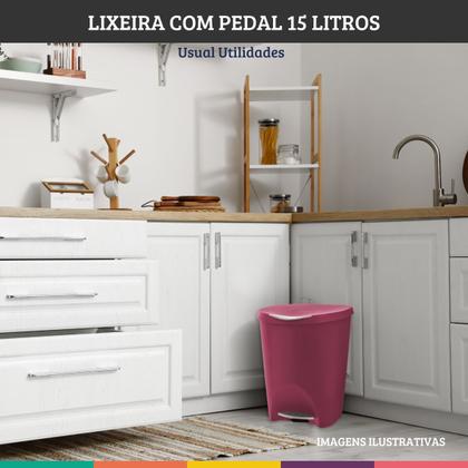 Imagem de Lixeira com pedal de cozinha e banheiro 15 litros de plástico