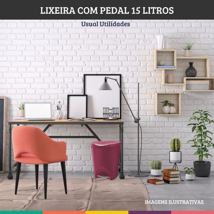 Imagem de Lixeira com pedal de cozinha e banheiro 15 litros de plástico