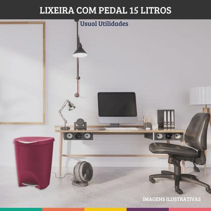 Imagem de Lixeira com pedal de cozinha e banheiro 15 litros de plástico