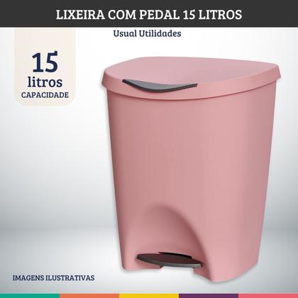Imagem de Lixeira com pedal de cozinha e banheiro 15 litros de plástico