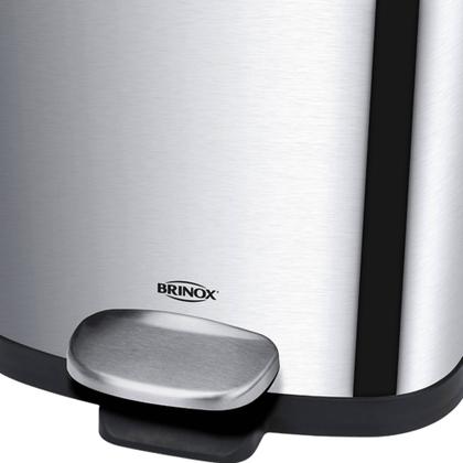 Imagem de Lixeira com Pedal e Balde Frame 6 Litros Aço Inox Escovado 29x2 Brinox - 3064/101