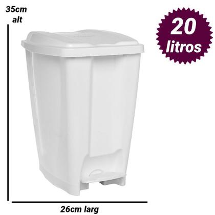 Imagem de Lixeira Com Pedal e Tampa 20 Litros Branca 35x26 Cm Jaguar