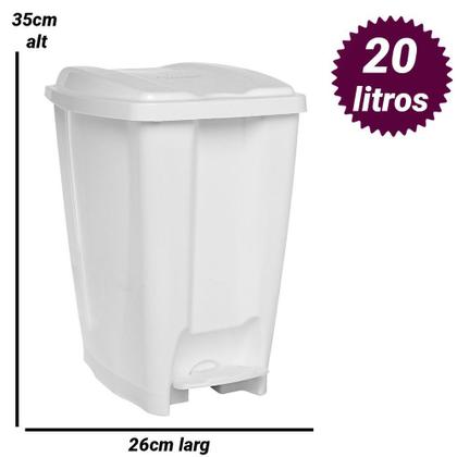 Imagem de Lixeira Com Pedal e Tampa 20 Litros Branca 35x26 Cm Jaguar