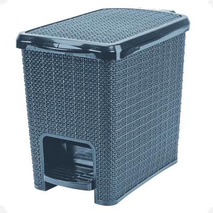 Imagem de Lixeira Com Pedal Juta Preto Retangular 6L Cor Chumbo Nitron
