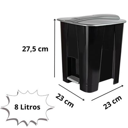 Imagem de Lixeira Com Pedal Quadrada 8 Litros Plástico Colorida Multiuso, Ideal Para Cozinha, Banheiro Escritório Lummar
