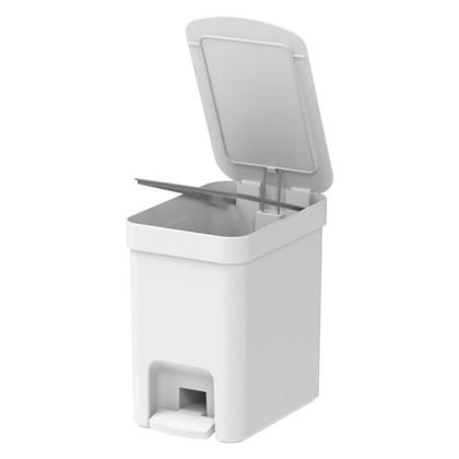 Imagem de Lixeira com pedal Trium Para Cozinha banheiro escritório OU 6 Litros lavabo Compacta Com anel oculta saco cor branco Com Tampa Resistente
