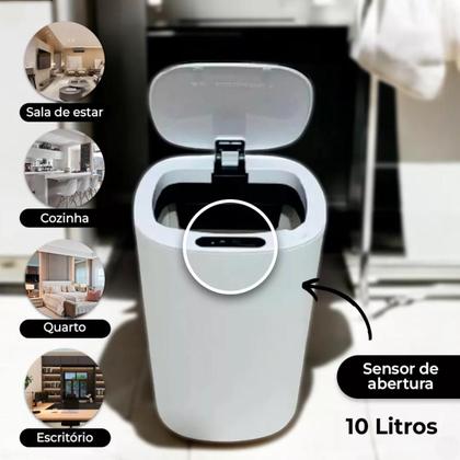 Imagem de Lixeira Com Sensor Automática Cozinha Banheiro 10L