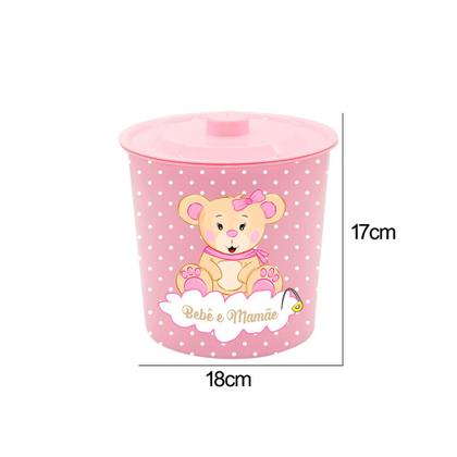 Imagem de Lixeira Com Tampa Pequena 3 Litros Banheiro Quarto Do Bebê Rosa - Monte Libano