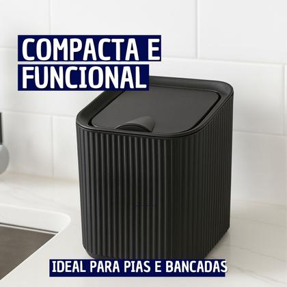 Imagem de Lixeira Compacta 3L com Tampa Basculante - Ideal para Cozinha e Bancadas