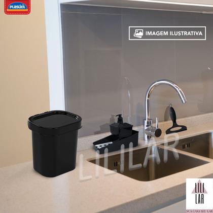 Imagem de Lixeira Compacta de Pia Cozinha 2,5L com Tampa Esconde Sacola