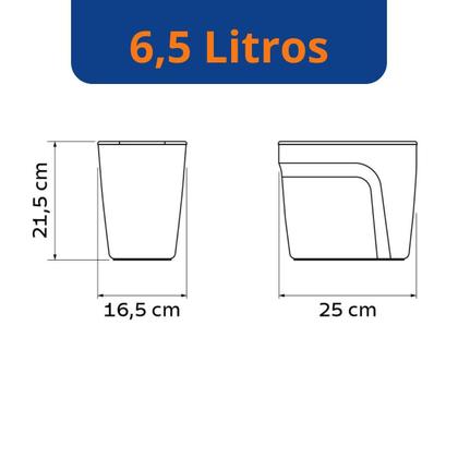 Imagem de Lixeira Cozinha Banheiro Tramontina Cesto De Lixo 6,5 Litros