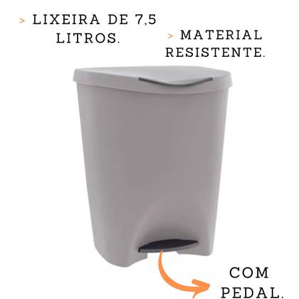 Imagem de Lixeira Cozinha Escritório Banheiro Resistente C/ Pedal 7,5L