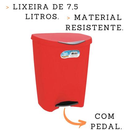 Imagem de Lixeira Cozinha Escritório Banheiro Resistente C/ Pedal 7,5L