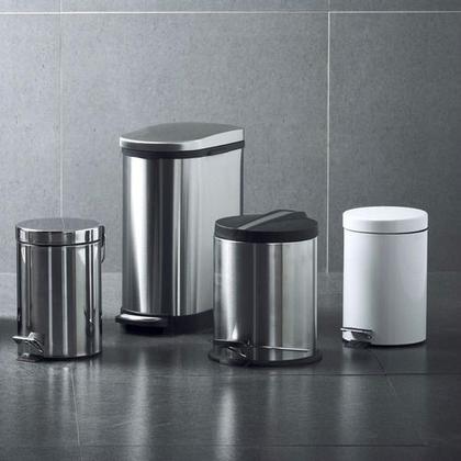 Imagem de Lixeira Cromada Retangular Estreita Com Pedal 10 Litros