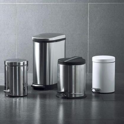 Imagem de Lixeira Cromada Retangular Estreita Com Pedal 10 Litros