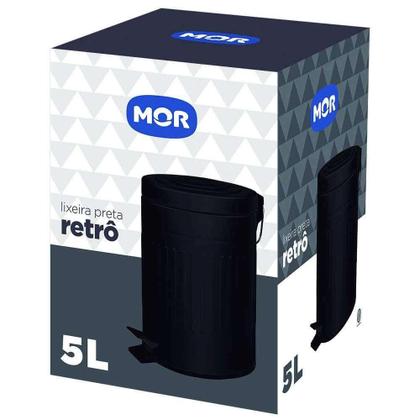 Imagem de Lixeira de Aço 5 Litros Retrô Preta 8239 MOR