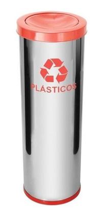 Imagem de Lixeira De Aço Inox 30l Com Tampa Plastica Meia Esfera 
