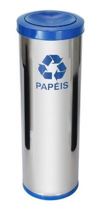 Imagem de Lixeira De Aço Inox 30l Com Tampa Plastica Meia Esfera 