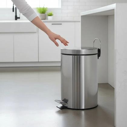 Imagem de Lixeira de Banheiro Cesto de Lixo para Cozinha Lixeira Inox Multiuso 5 Litros Para Cozinha Banheiro