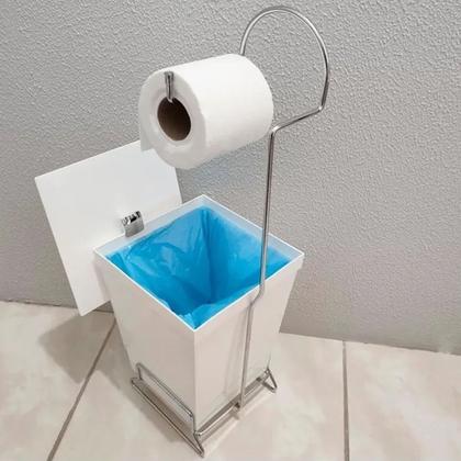 Imagem de Lixeira de Banheiro Com Suporte Papel Higiênico Stolf