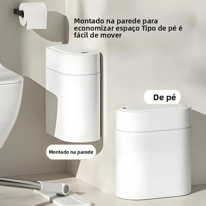 Imagem de Lixeira De Cozinha Inteligente De Parede 9L Com Sensor, Enchimento Automático Bidirecional E Tampa -