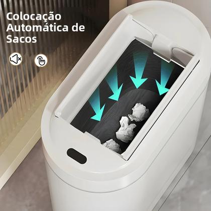 Imagem de Lixeira De Cozinha Inteligente De Parede 9L Com Sensor, Enchimento Automático Bidirecional E Tampa -