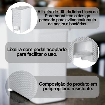 Imagem de Lixeira De Cozinha Moderna Quarto 10 Litros C/Pedal Multiuso