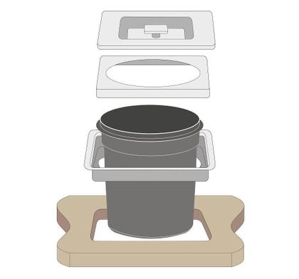 Imagem de Lixeira De Embutir Clean Square Inox Balde Plástico 5L