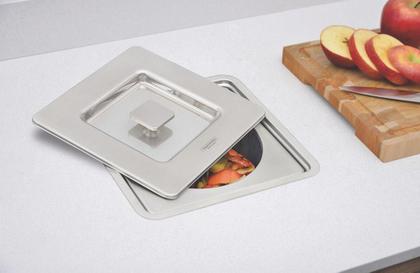 Imagem de Lixeira De Embutir Clean Square Inox Balde Plástico 5L