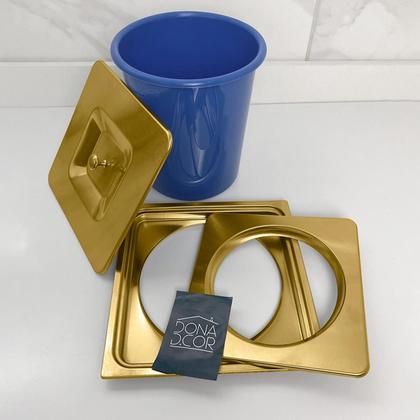 Imagem de Lixeira De Embutir Dourado Escovado Inox Quadrada 5 Litros Cesto De Lixo Pia Cozinha Dourada Bancada De Granito Mármore Banheiro 5L