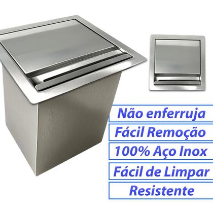 Imagem de Lixeira de Embutir em Aço Inox Escovado 4 Litros com Tampa Tamanho P