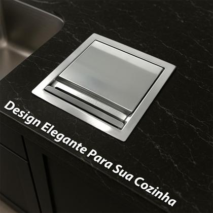 Imagem de Lixeira de Embutir em Aço Inox Escovado 4 Litros com Tampa Tamanho P