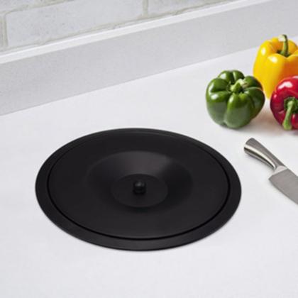 Imagem de Lixeira de Embutir Pia Cozinha Granito Inox 8 litros Inox Tampa Preta.