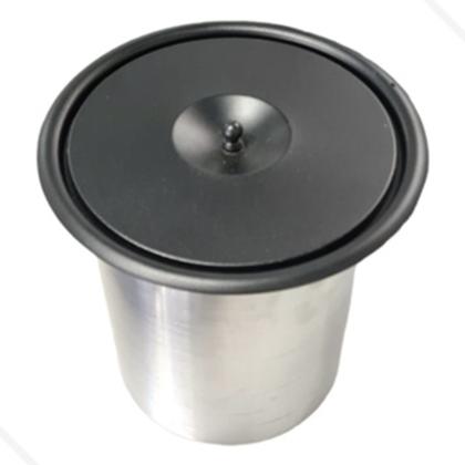 Imagem de Lixeira de Embutir Pia Cozinha Granito Inox 8 litros Inox Tampa Preta.