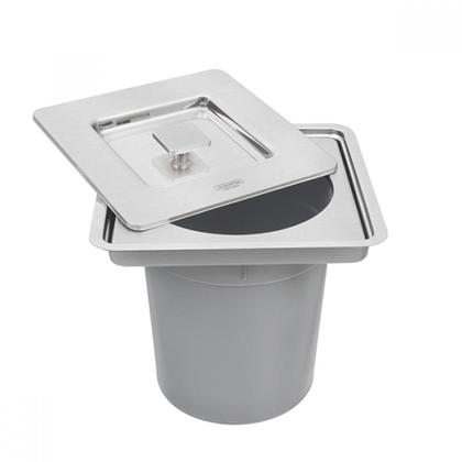 Imagem de Lixeira de Embutir Tramontina Clean Square em Aço Inox com Balde Plástico 5 L