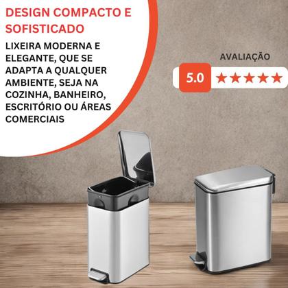 Imagem de Lixeira de Inox 5 Litros com Design Moderno, Ideal para Cozinha, Banheiro e Escritório