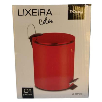 Imagem de Lixeira De Inox Com Pedal Redonda E Balde Interno Removível Colors 3L Na Caixa  7899755635048