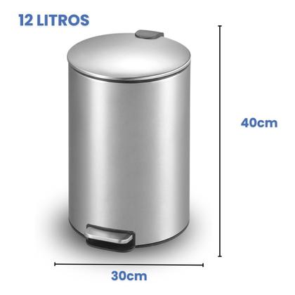 Imagem de Lixeira de Inox Escovado Slim 12 Litros Com Pedal Powermaid